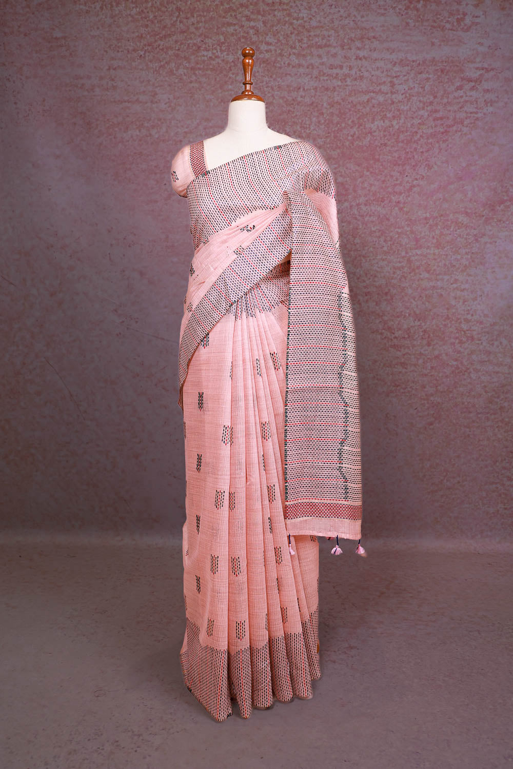 Peach Semi Tussar Saree