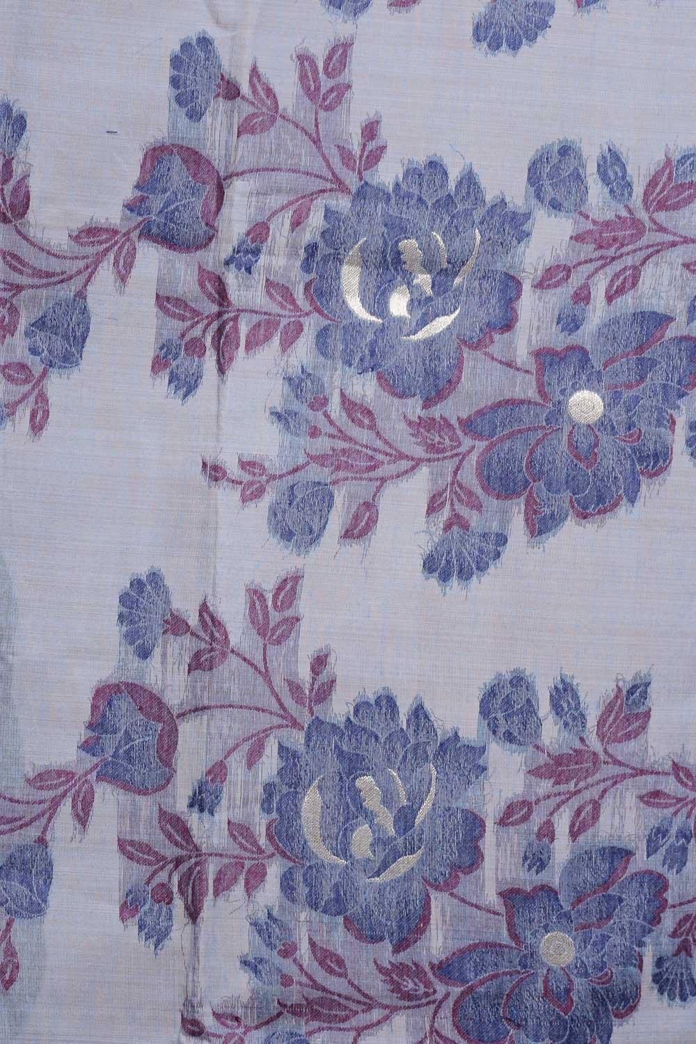 Ash Blue Cotton Saree
