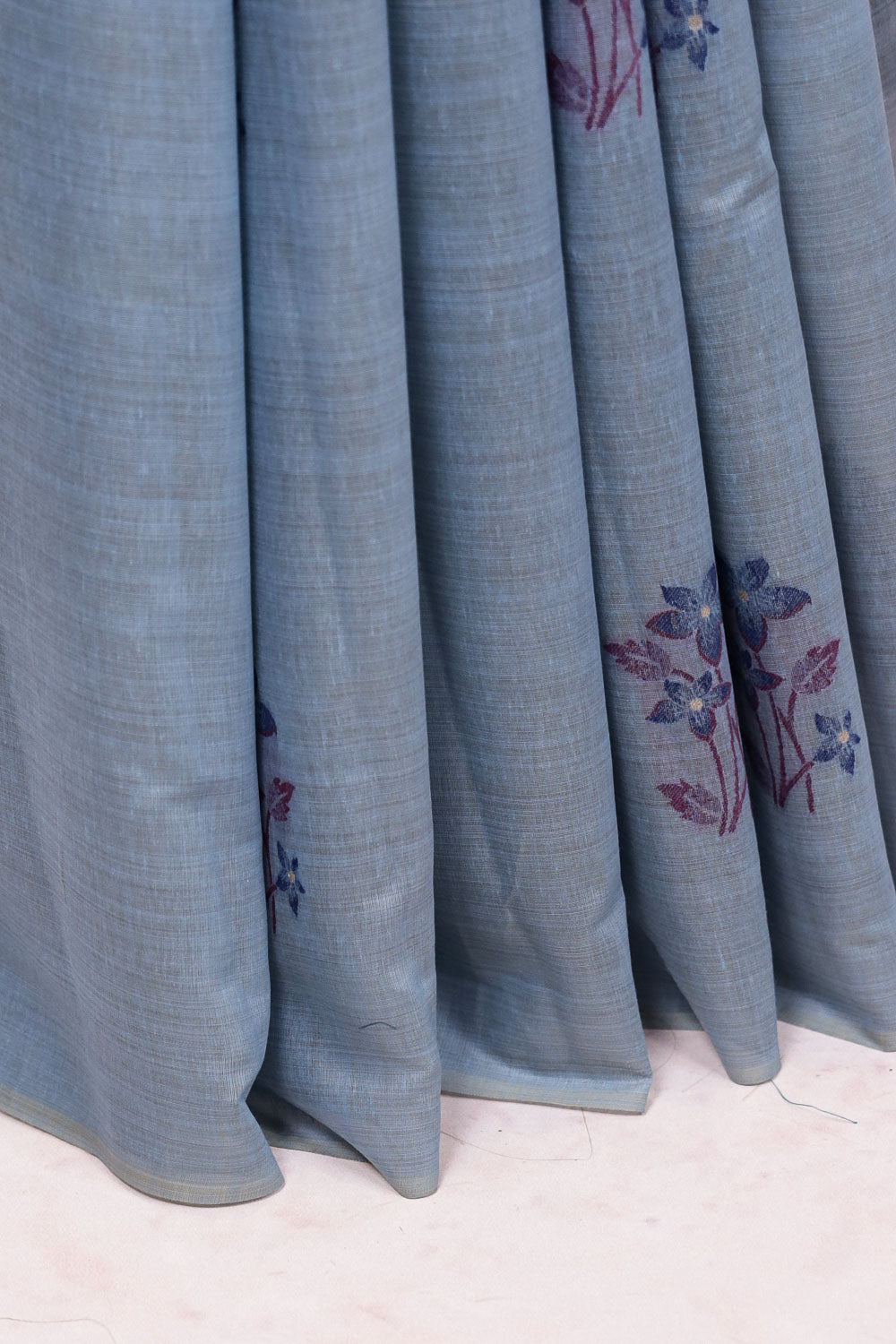 Ash Blue Cotton Saree