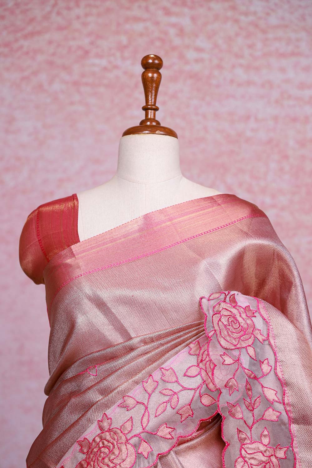 Onion Pink Semi Tissue Saree