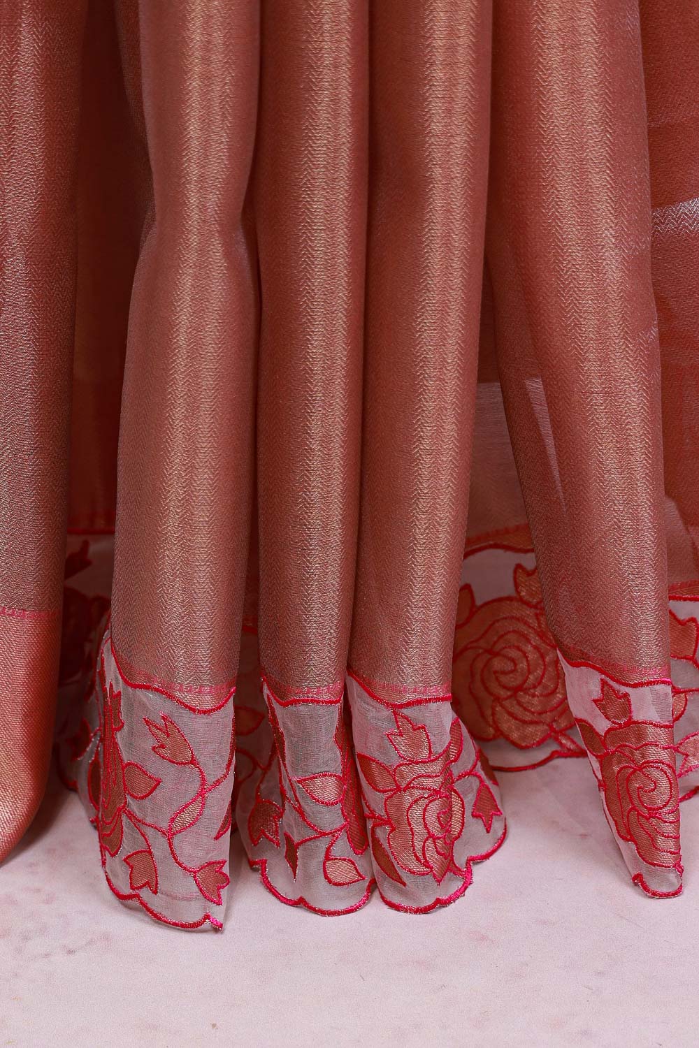 Onion Pink Semi Tissue Saree
