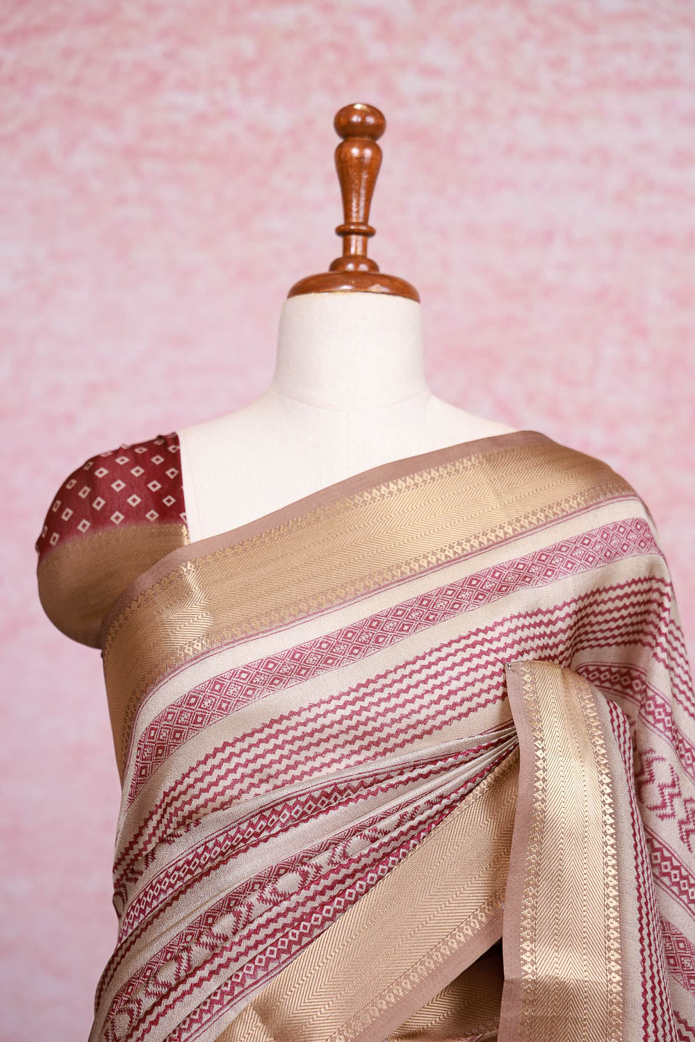 Cream Semi Tussar Saree