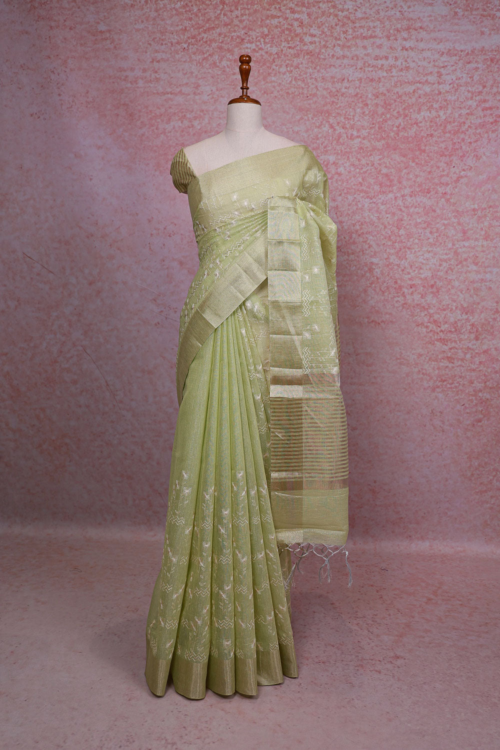 Pista Green Tissue Organza Saree