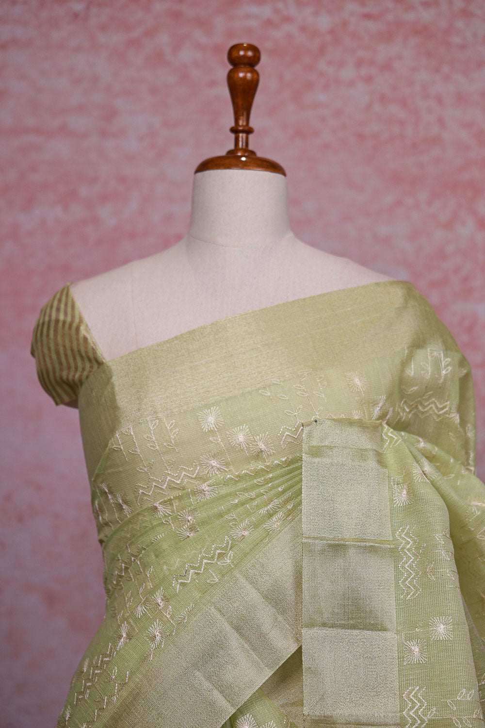 Pista Green Tissue Organza Saree