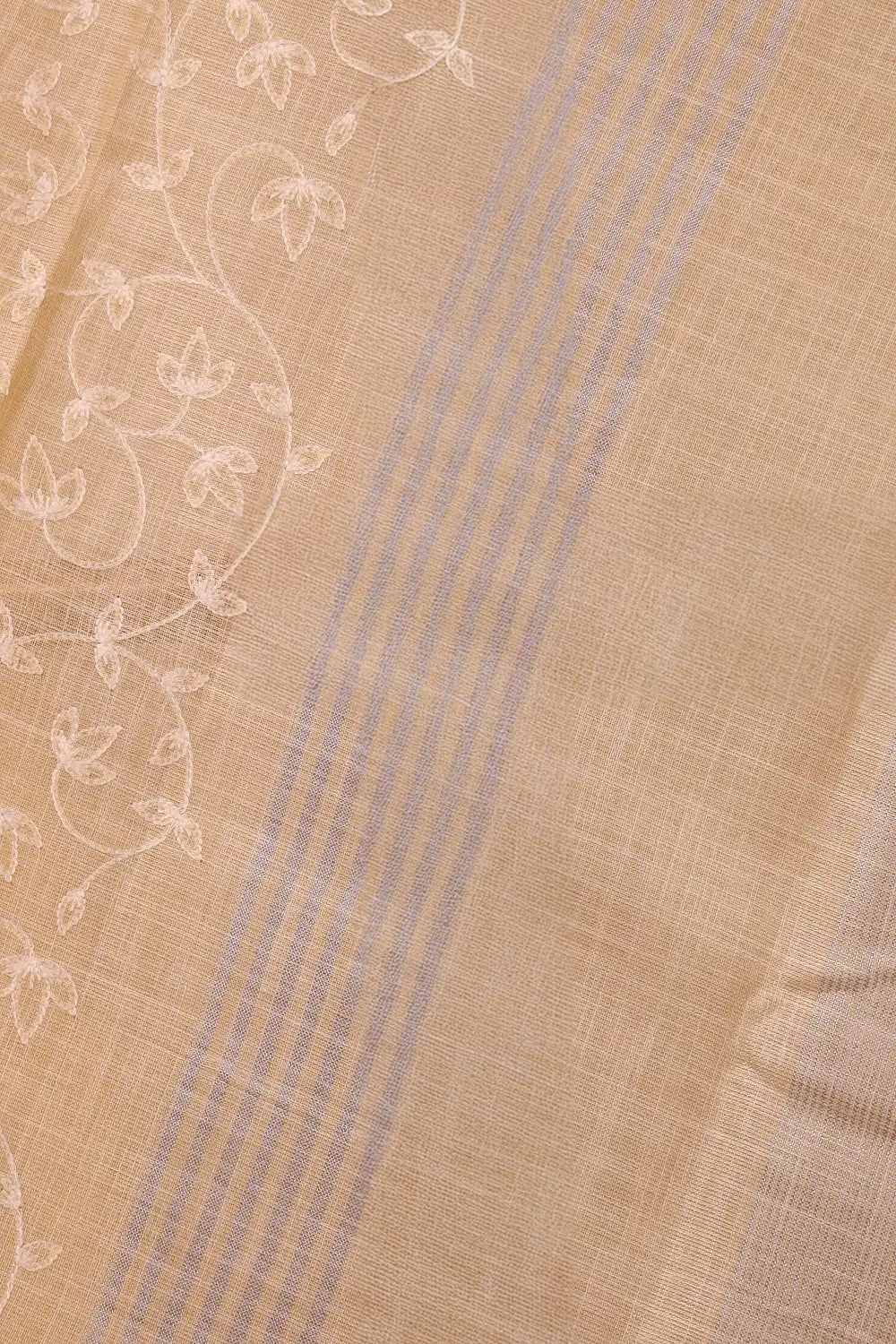 Cream Linen Cotton Saree