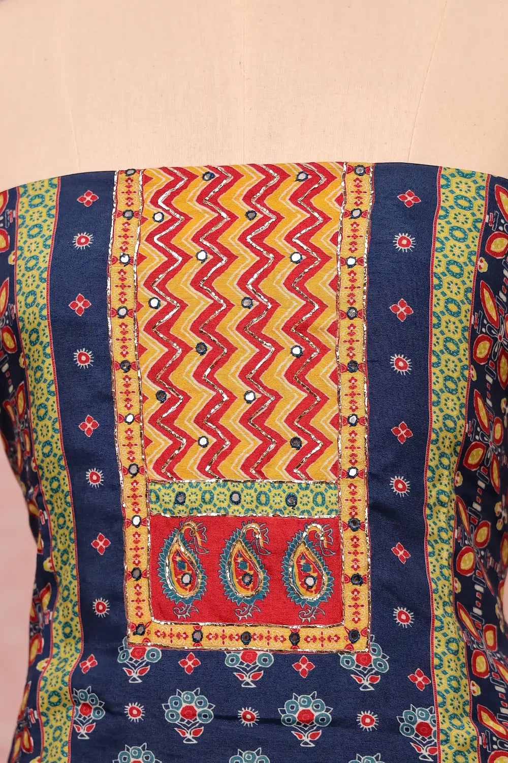 Blue Mascline Printed Unstitched Churidar Material