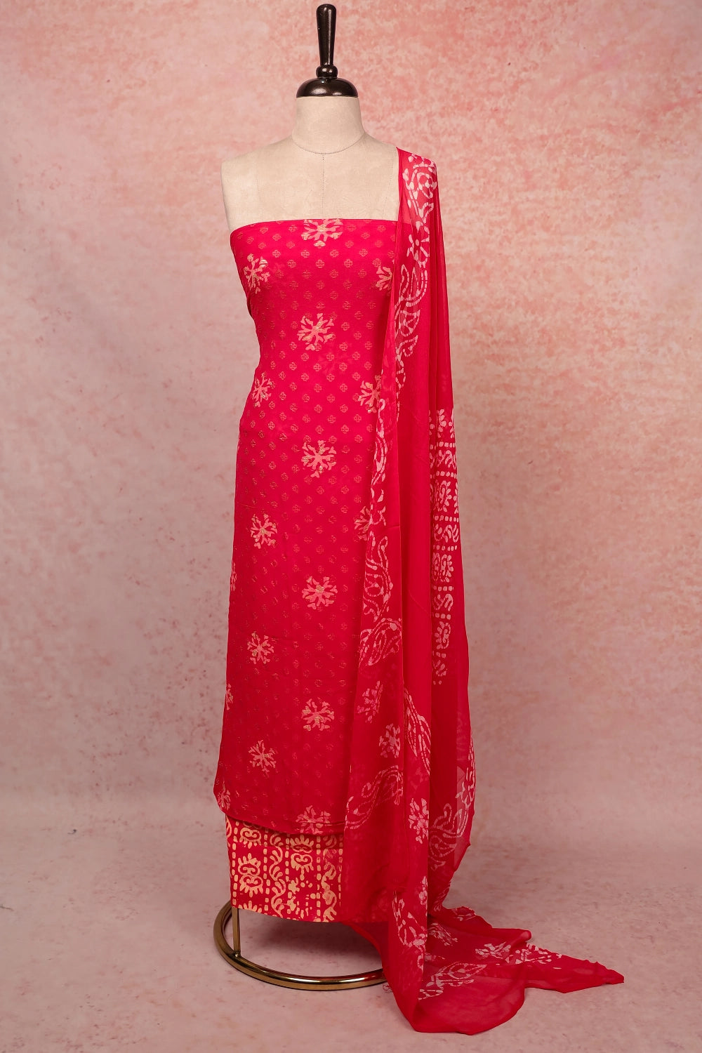 Rani Pink Georgette Self Design Unstitched Churidar Material