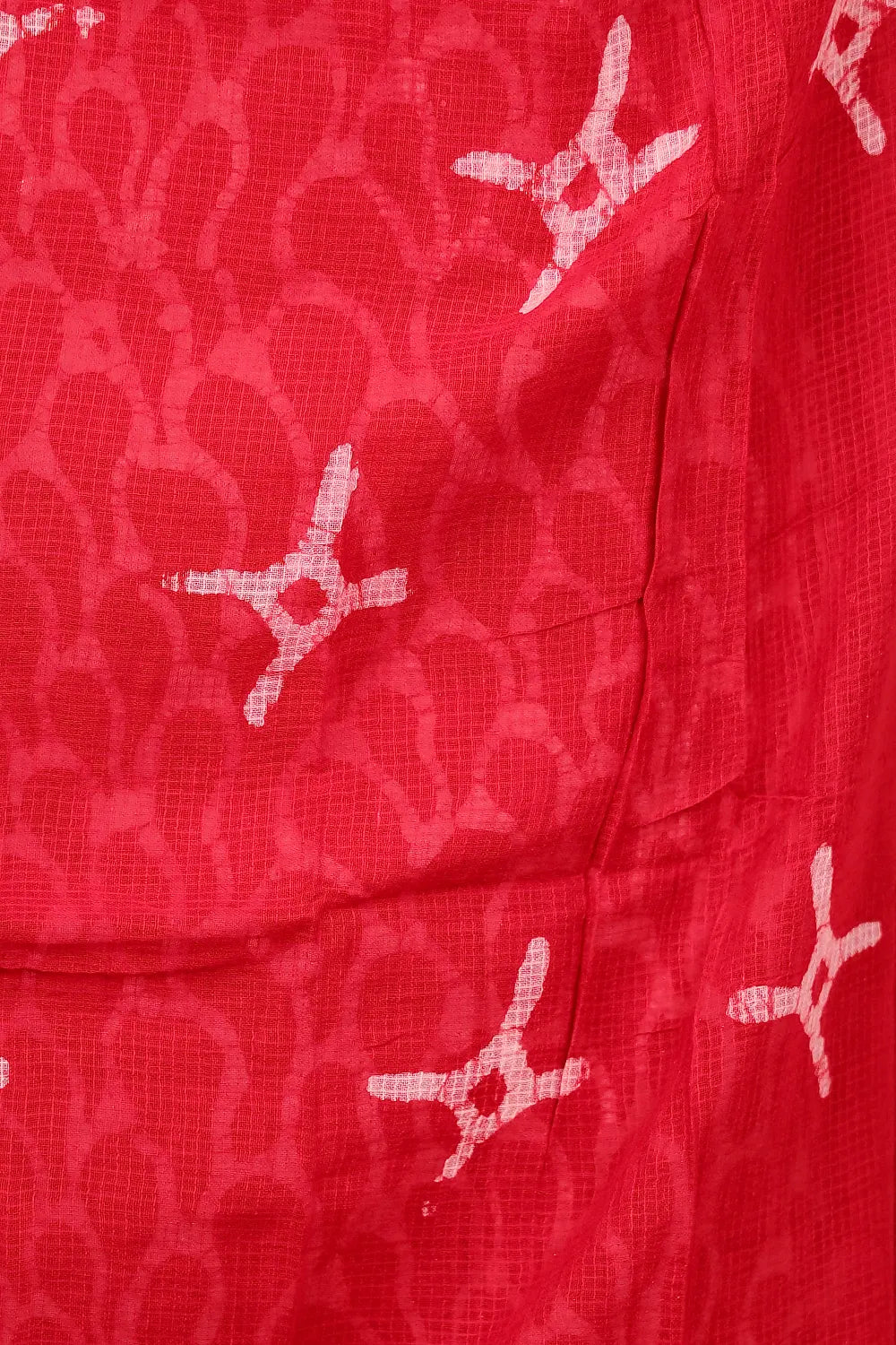 Red Cotton Bathik Printed Unstitched Churidar Material