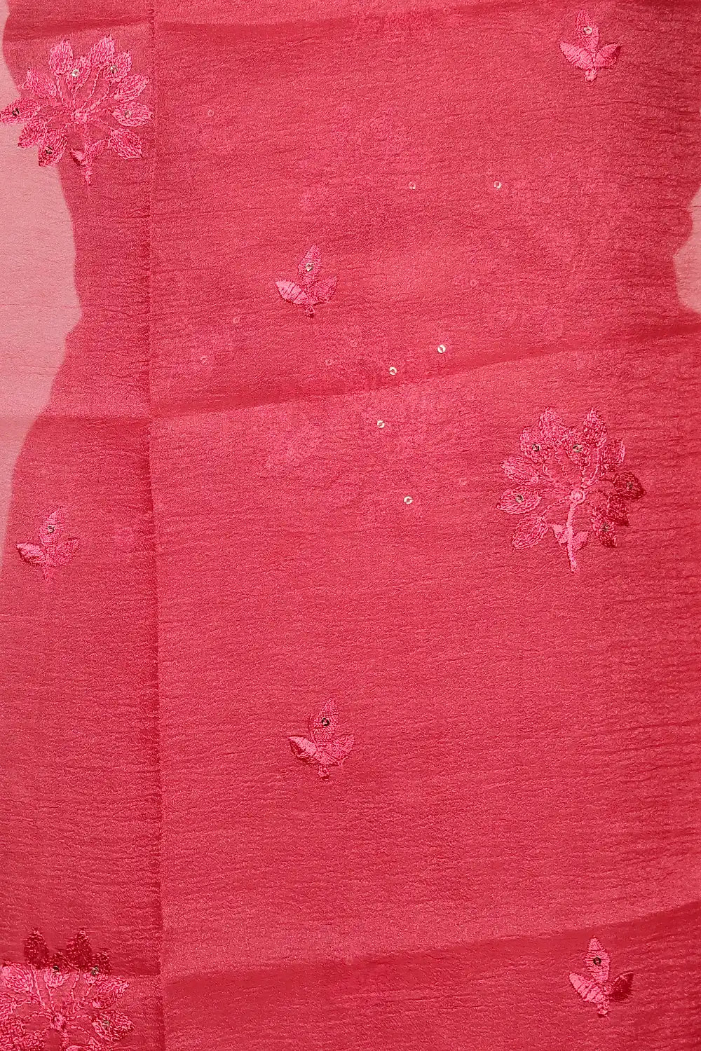 Onion Pink Crush Organza Embroidery Unstitched Churidar Material