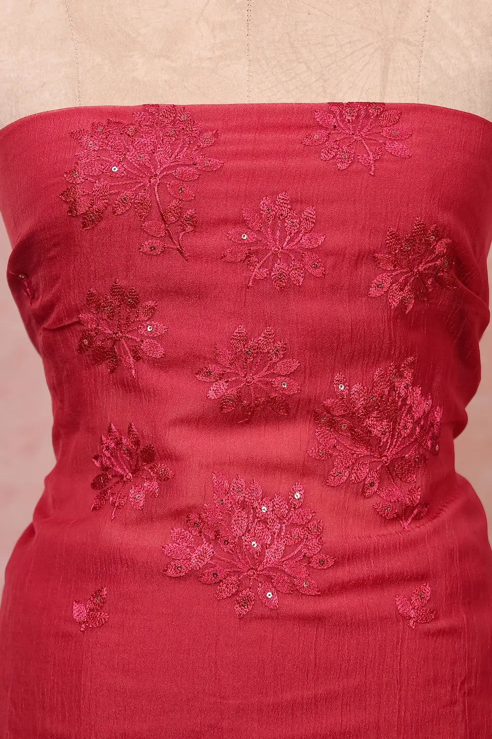 Onion Pink Crush Organza Embroidery Unstitched Churidar Material