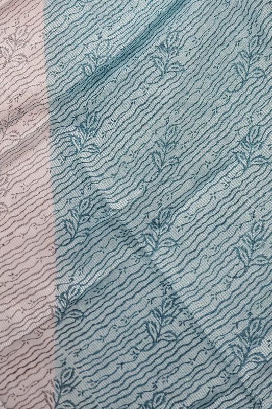 Light Blue Kota Embroidery Unstitched Churidar Material
