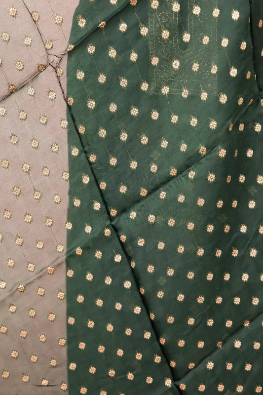 Dark Green Banarasi Banarasi Design Unstitched Churidar Material