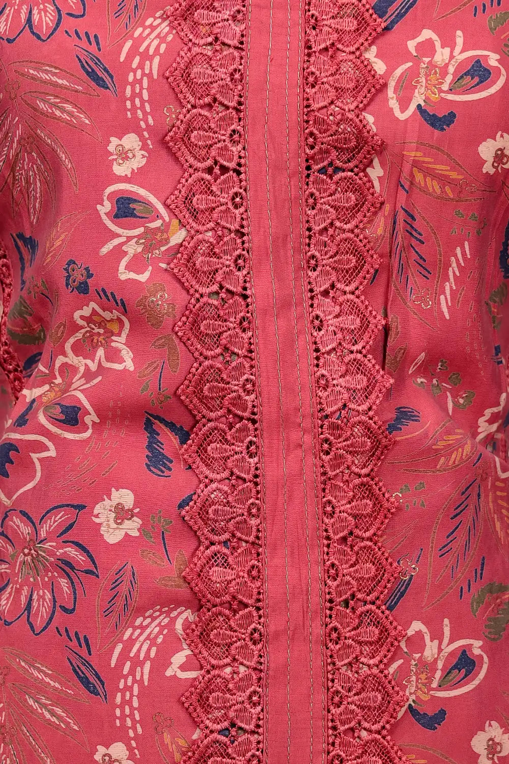 Pink Mascline Printed Unstitched Churidhar Material