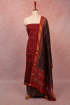 Maroon Chanderi Printed Unstitched Churidhar Material