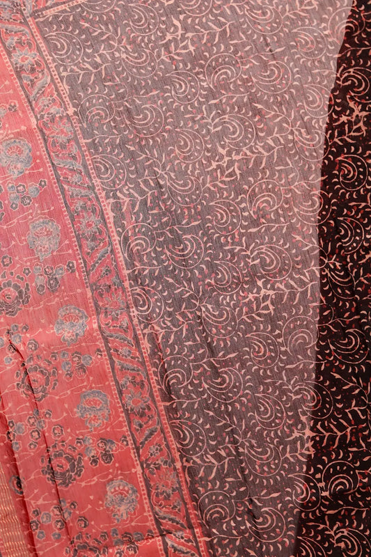 Maroon Chanderi Printed Unstitched Churidhar Material