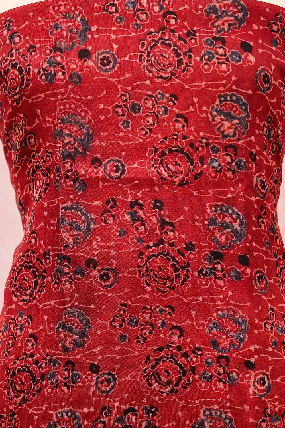 Maroon Chanderi Printed Unstitched Churidhar Material