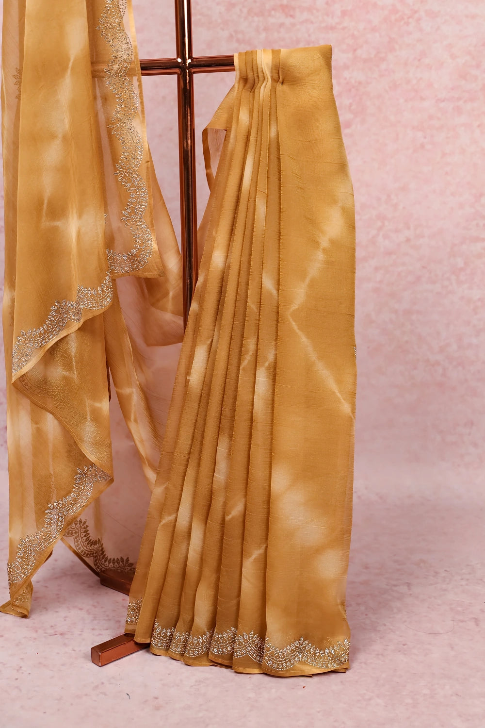 Golden Yellow Crush Georgette Saree