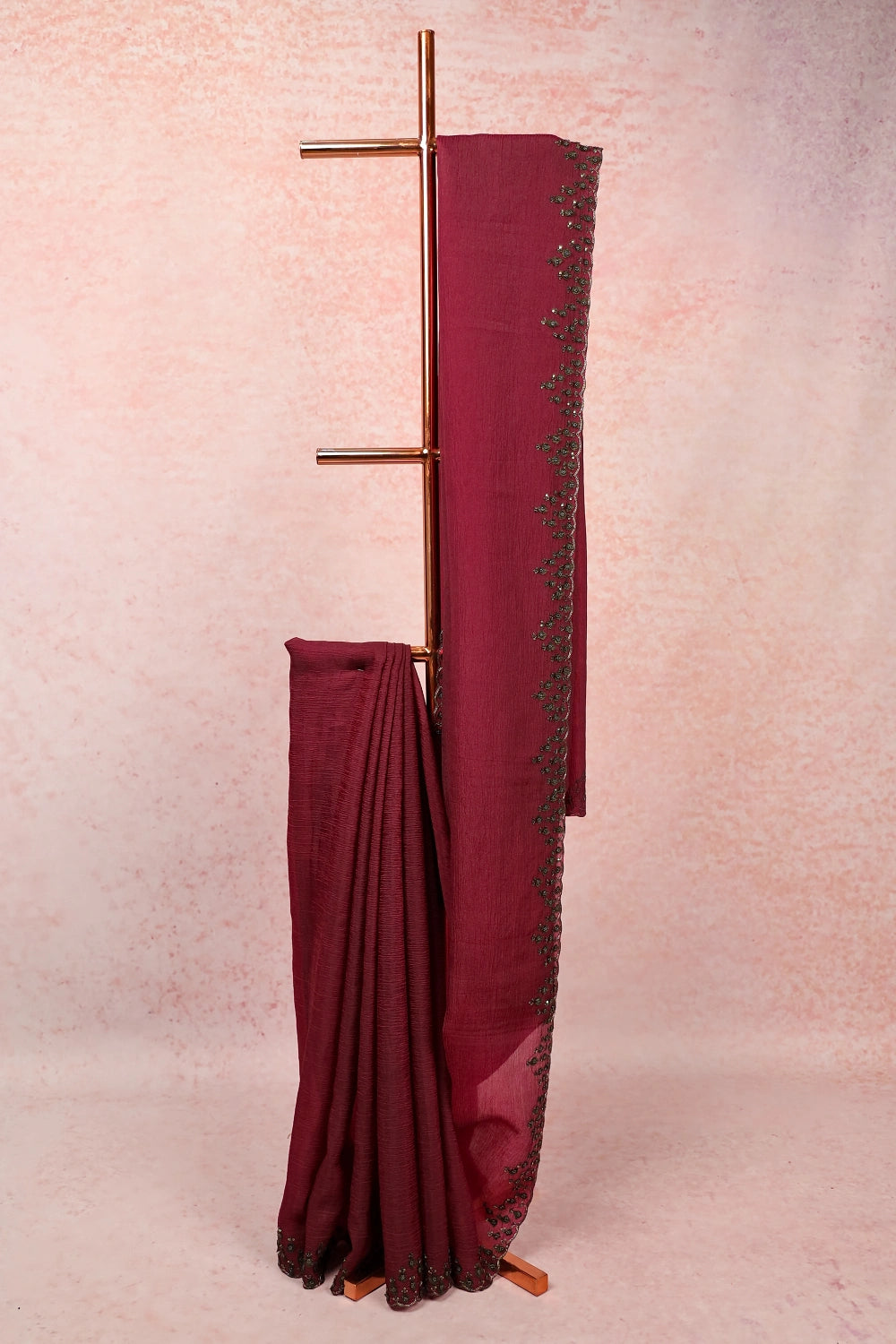 Wine Crush Organza Saree