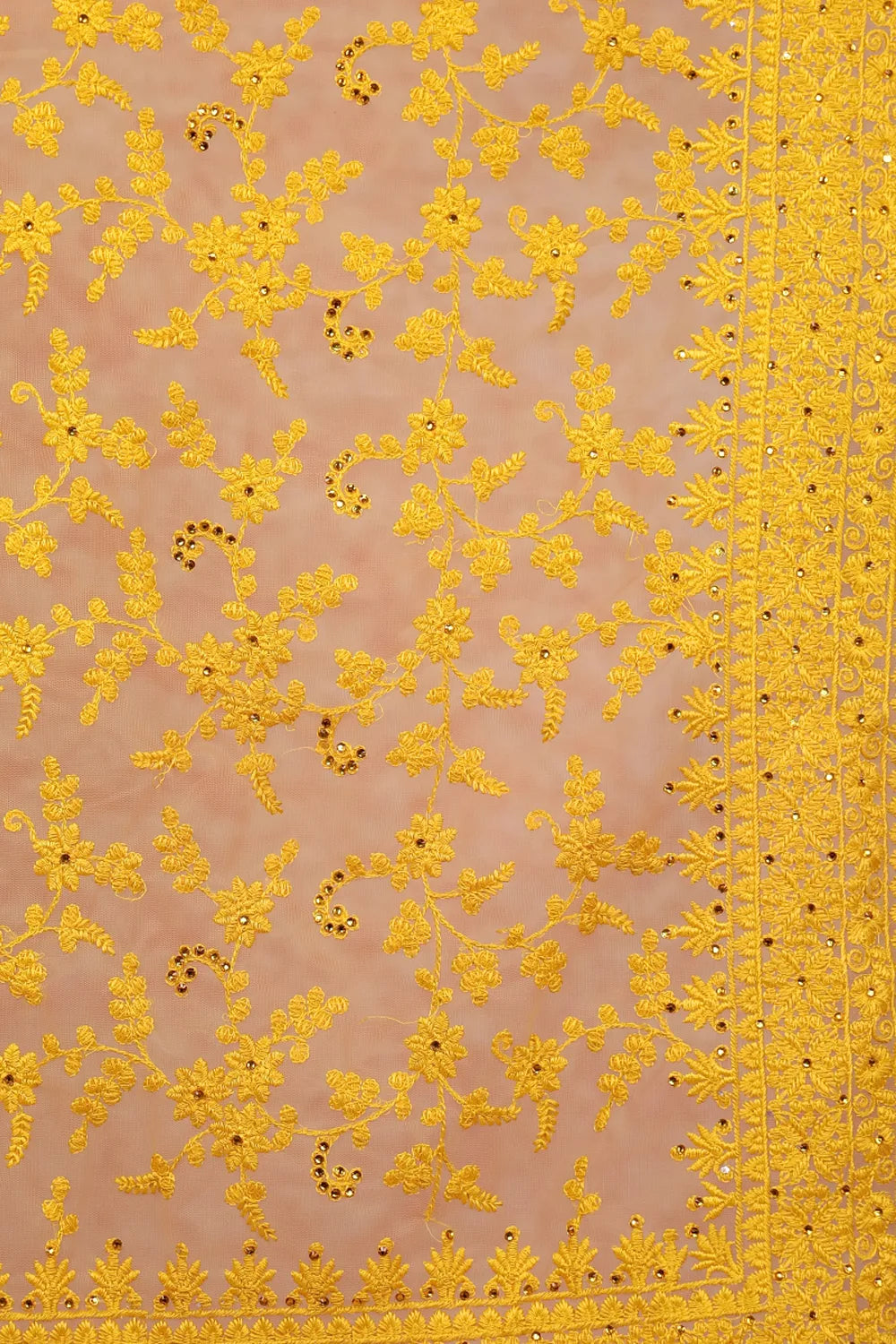 Yellow Net Saree