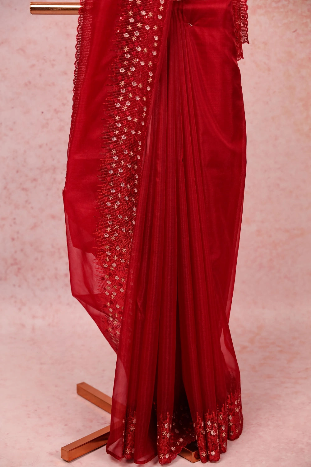 Maroon Net Saree