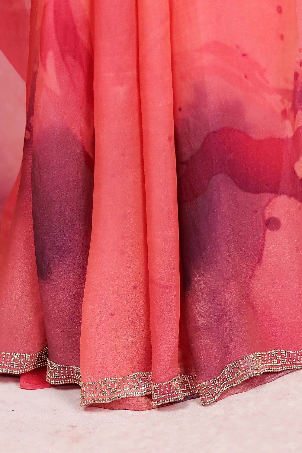 Onion Pink Velvet Organza Saree