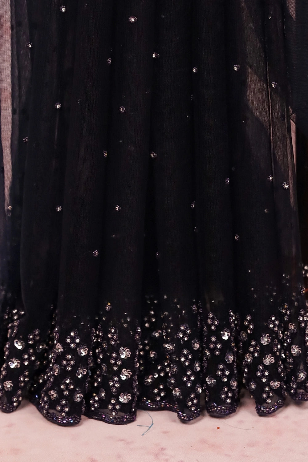 Black Net Saree