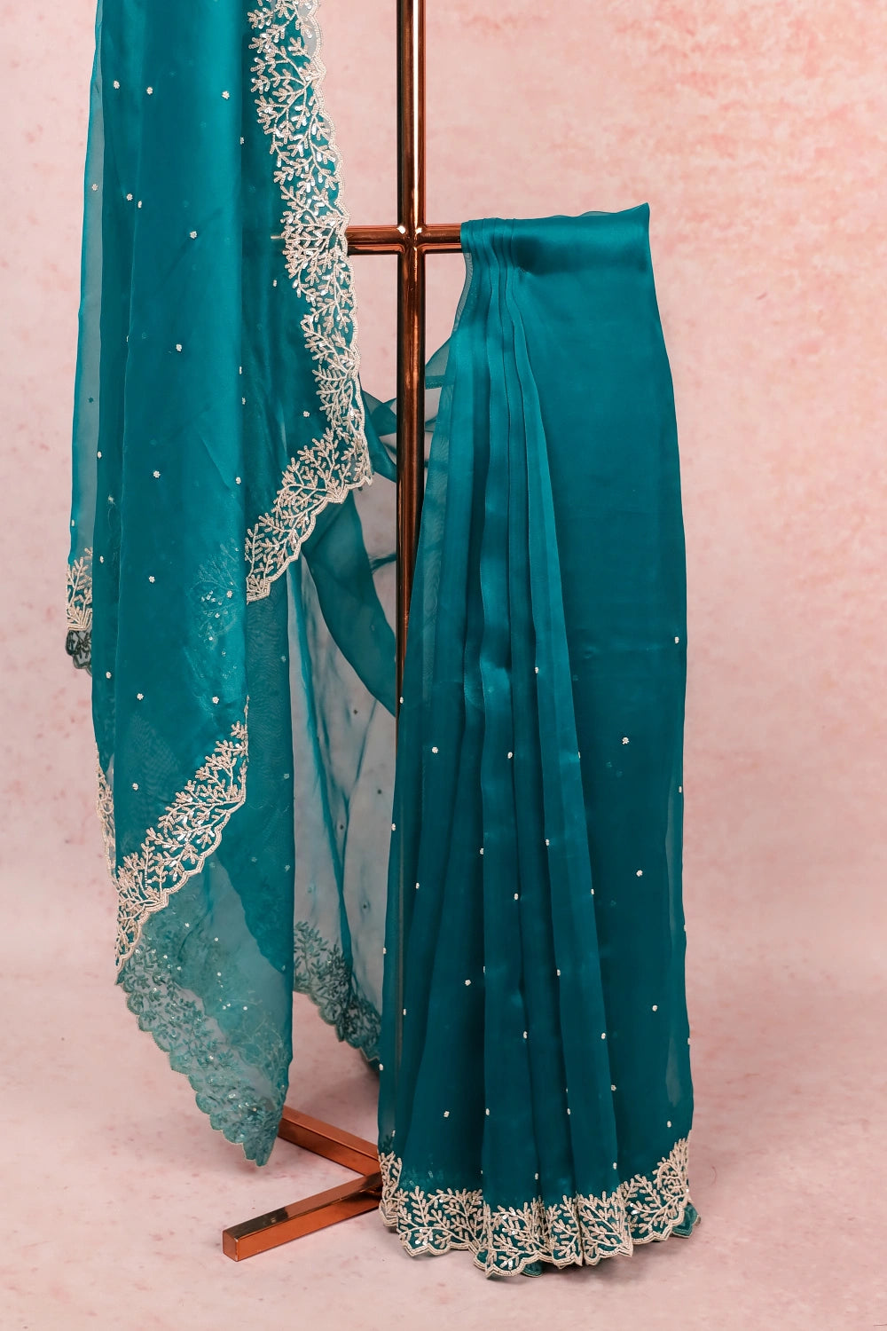 Sapphire Green Tissue Organza Saree
