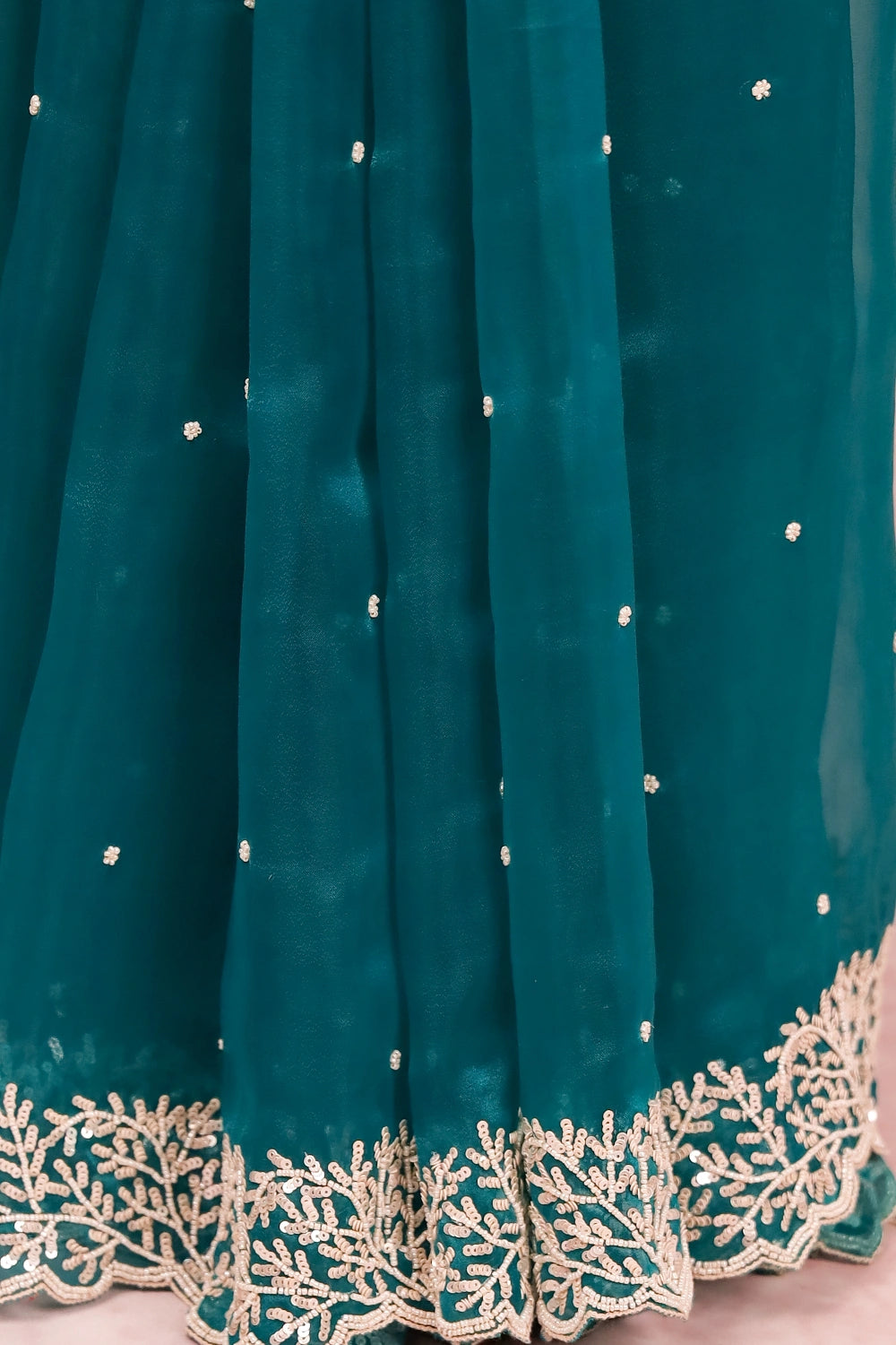 Sapphire Green Tissue Organza Saree