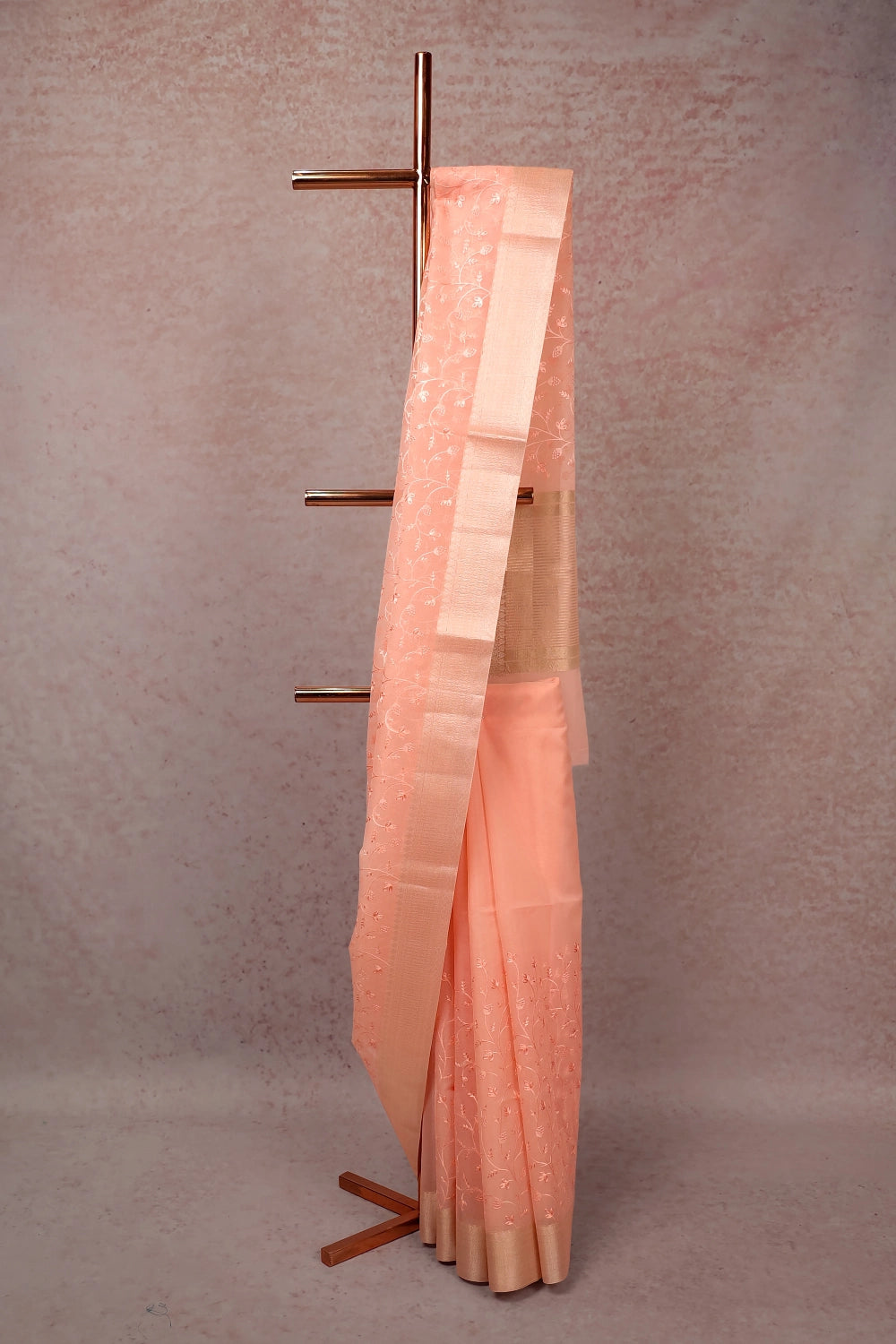 Peach Semi Organza Saree