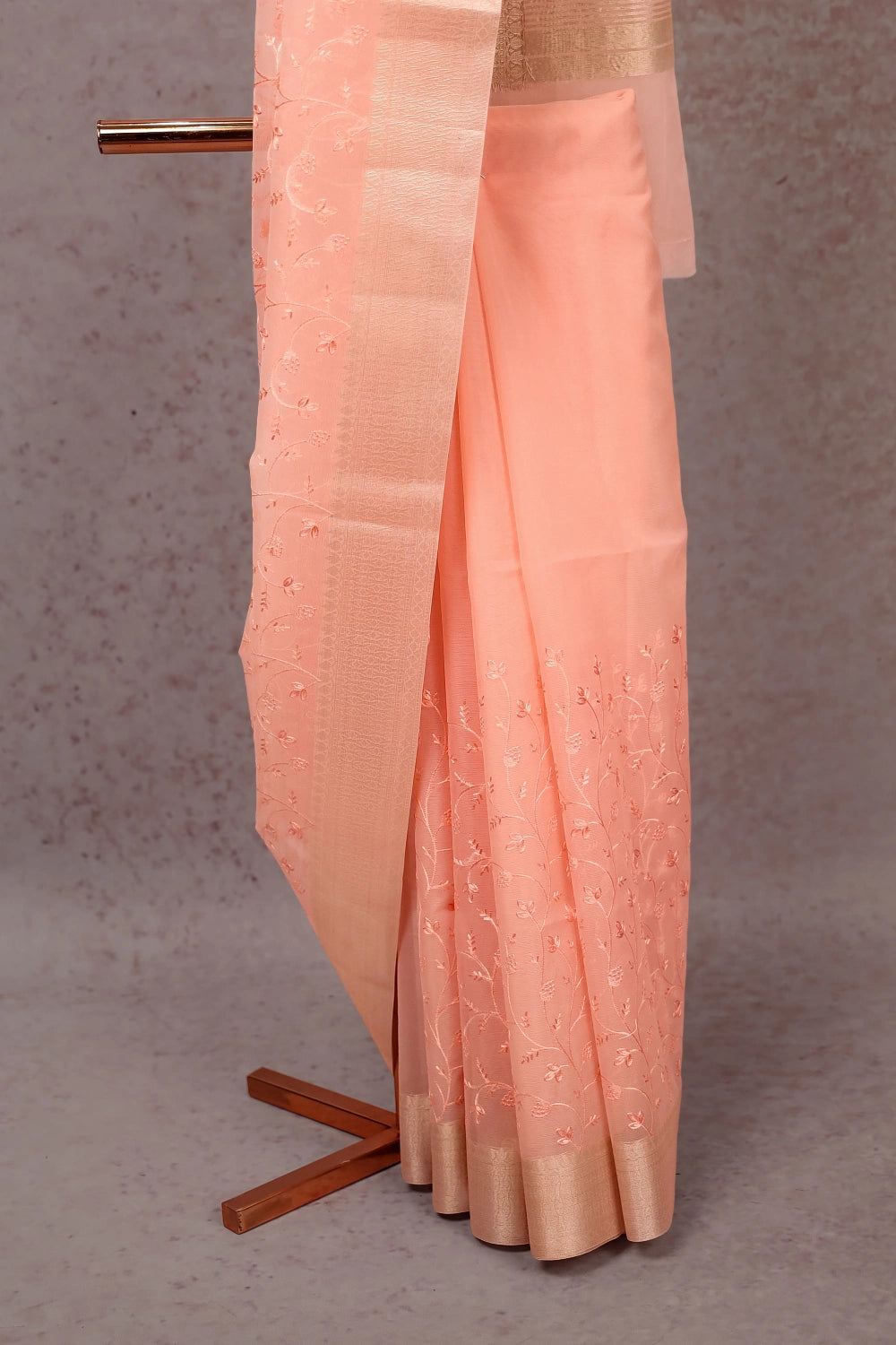 Peach Semi Organza Saree