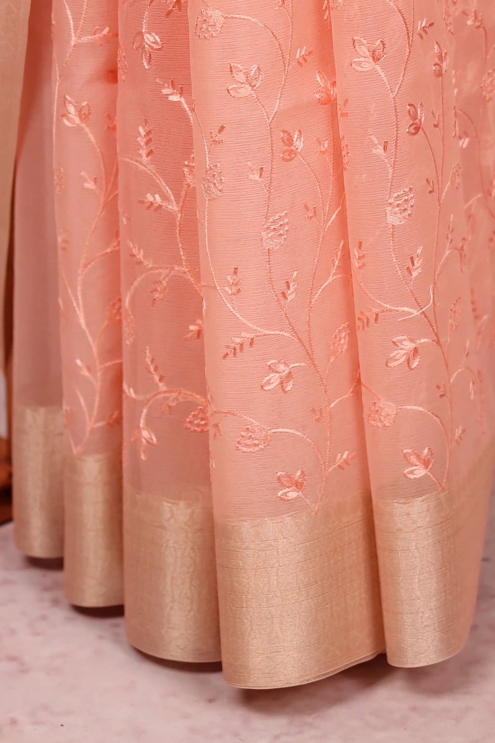 Peach Semi Organza Saree