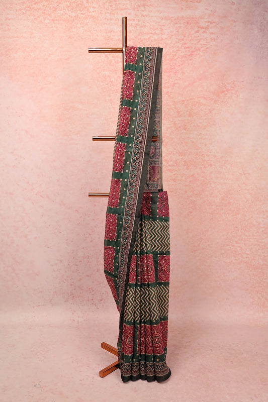 Green Semi Chanderi Saree
