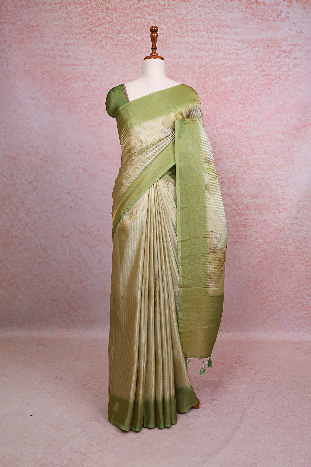 Cream Semi Silk Saree