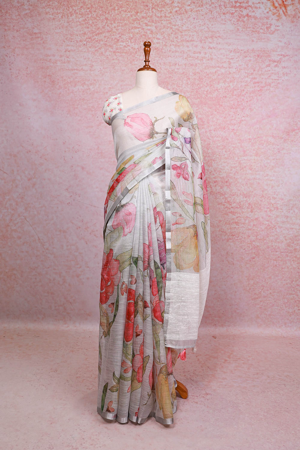 Silver Semi Tissue Saree