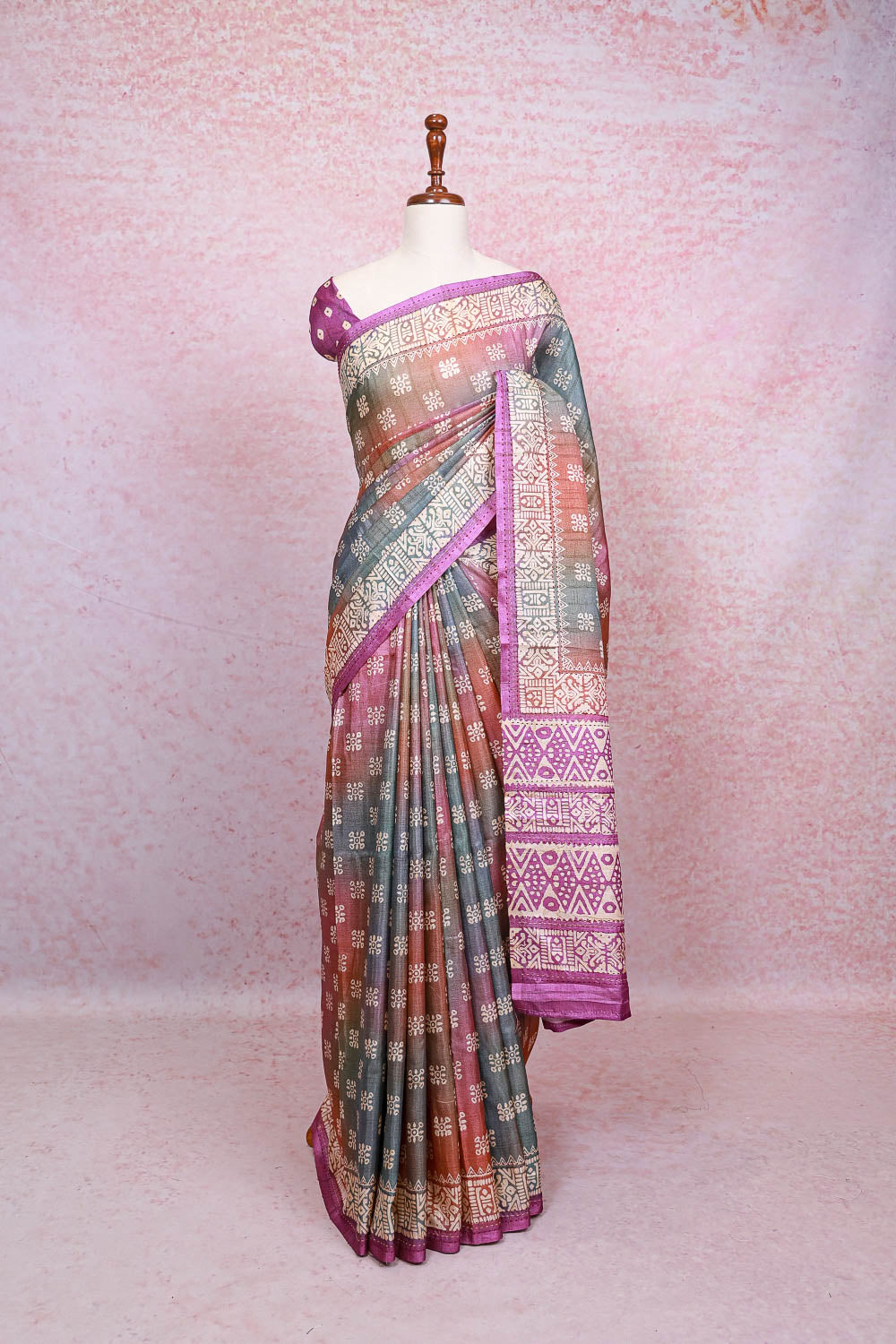 Multi Color Semi Tussar Saree