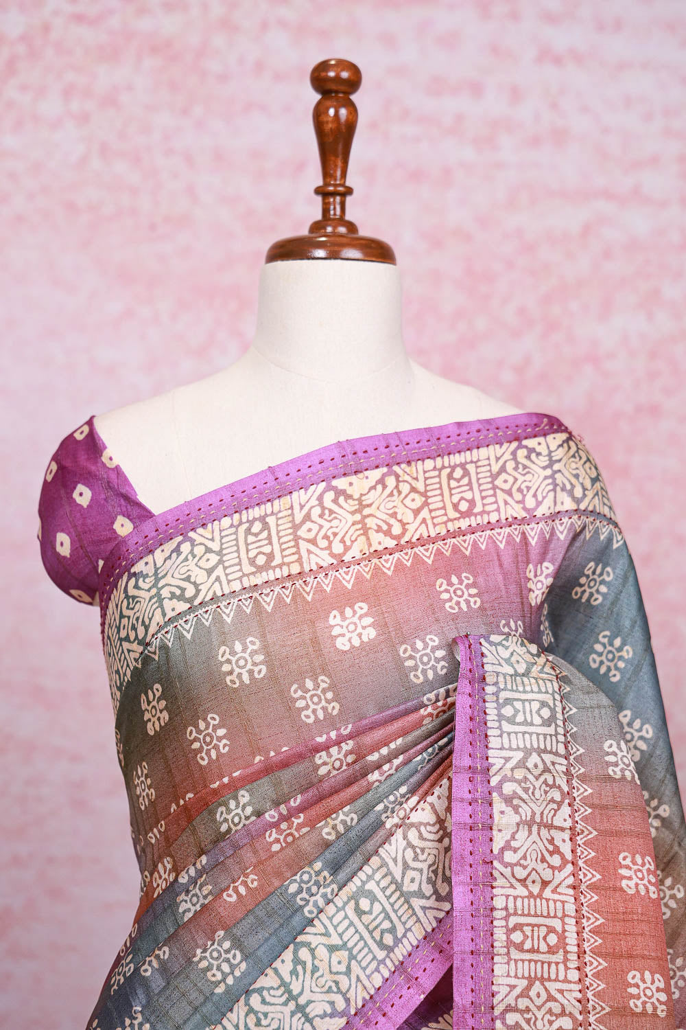 Multi Color Semi Tussar Saree