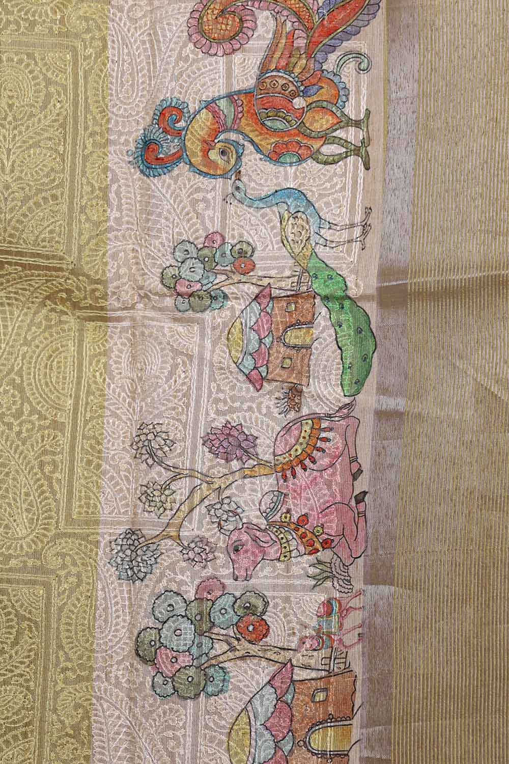Gold Semi Chanderi Saree