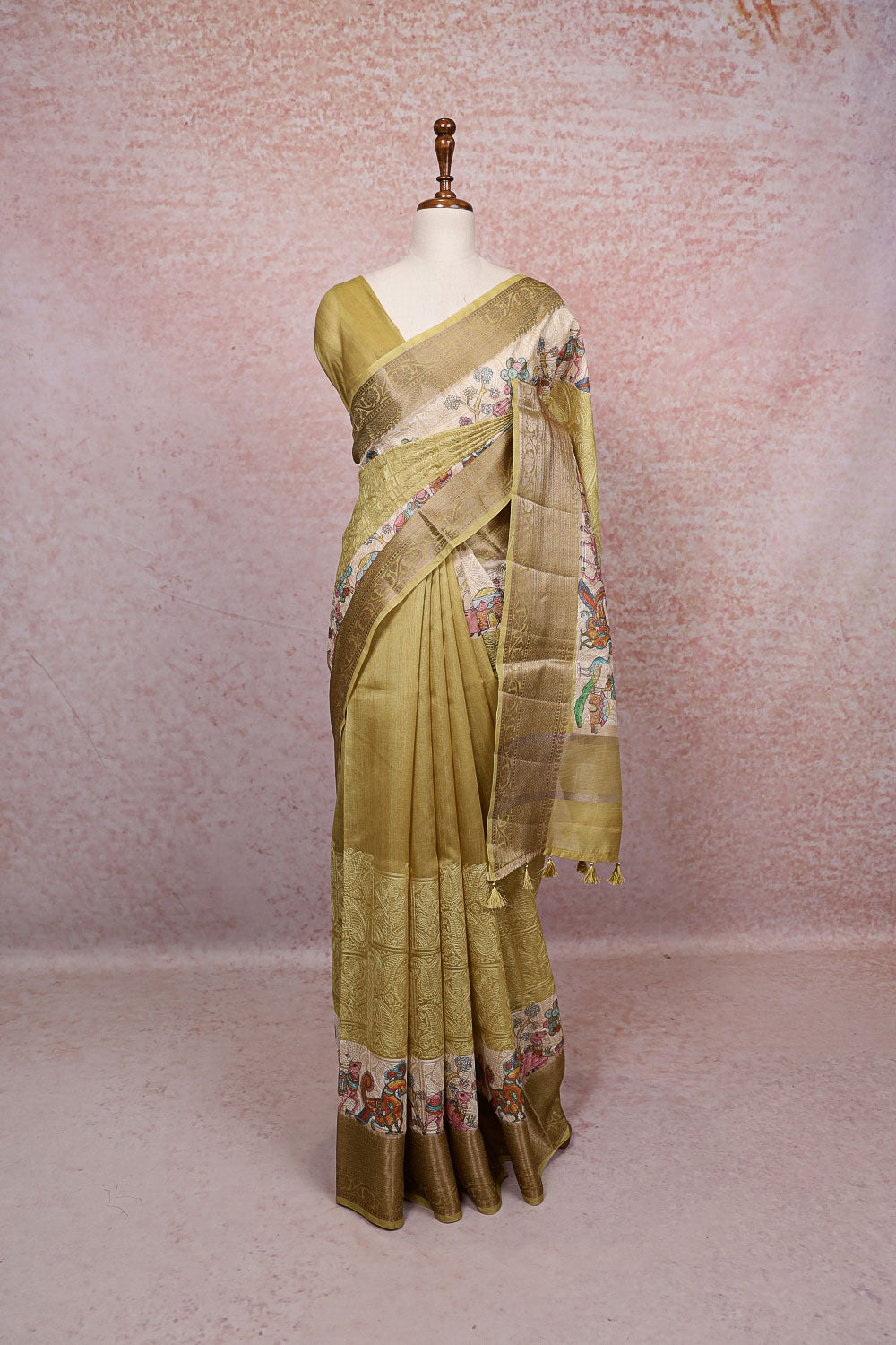 Gold Semi Chanderi Saree