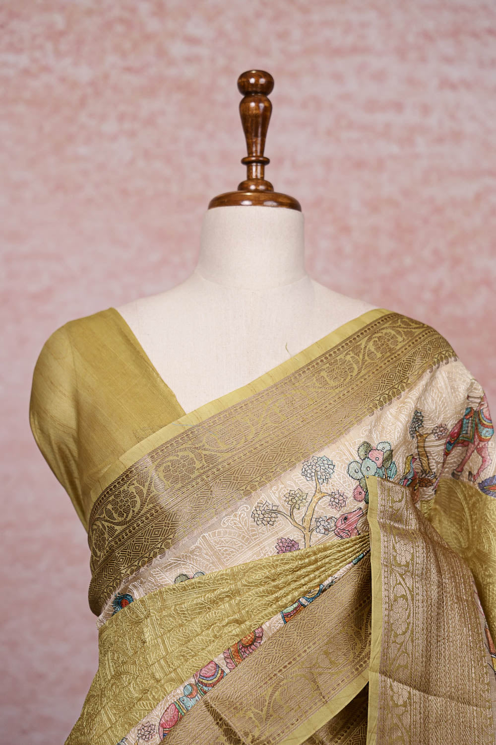 Gold Semi Chanderi Saree
