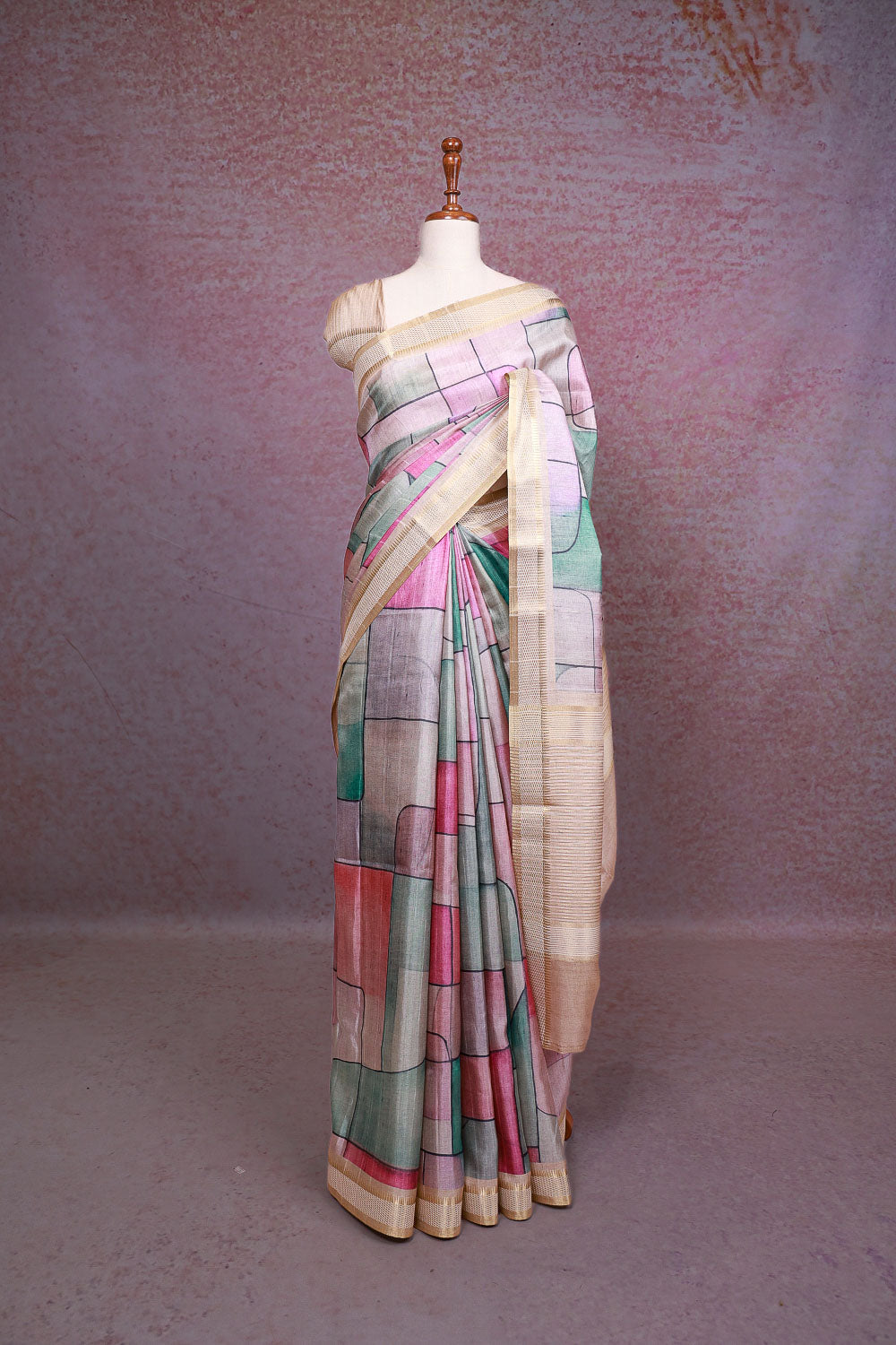 Multi Color Semi Tussar Saree