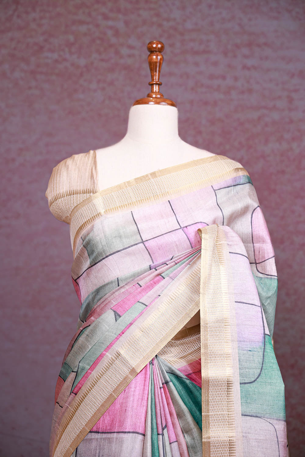 Multi Color Semi Tussar Saree