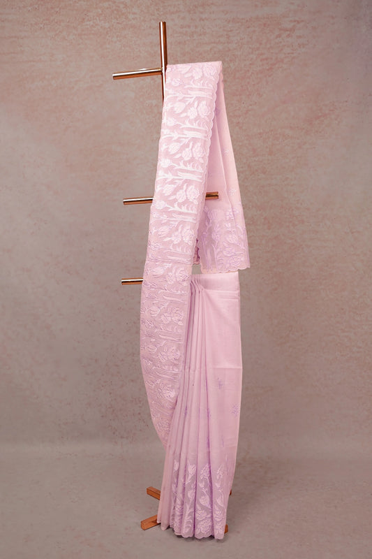 Lavender Check Kota Saree