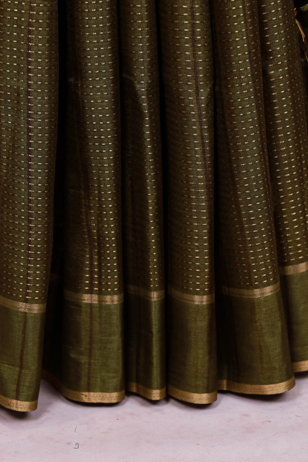 Olive Green Semi Tussar Saree
