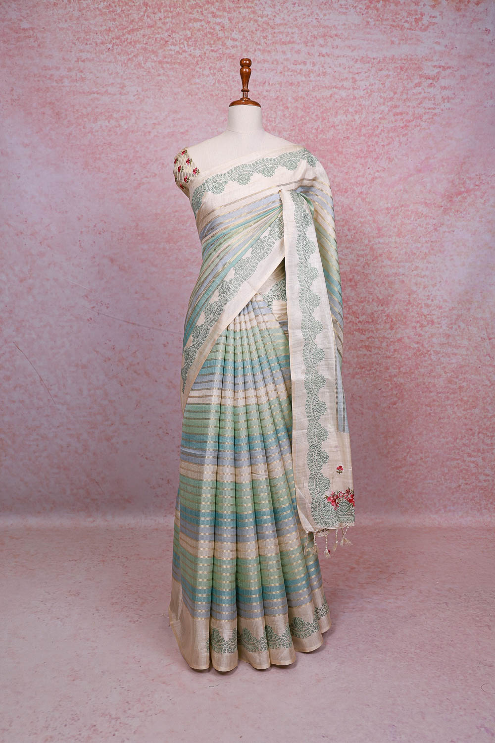 Multi Color Semi Tussar Saree