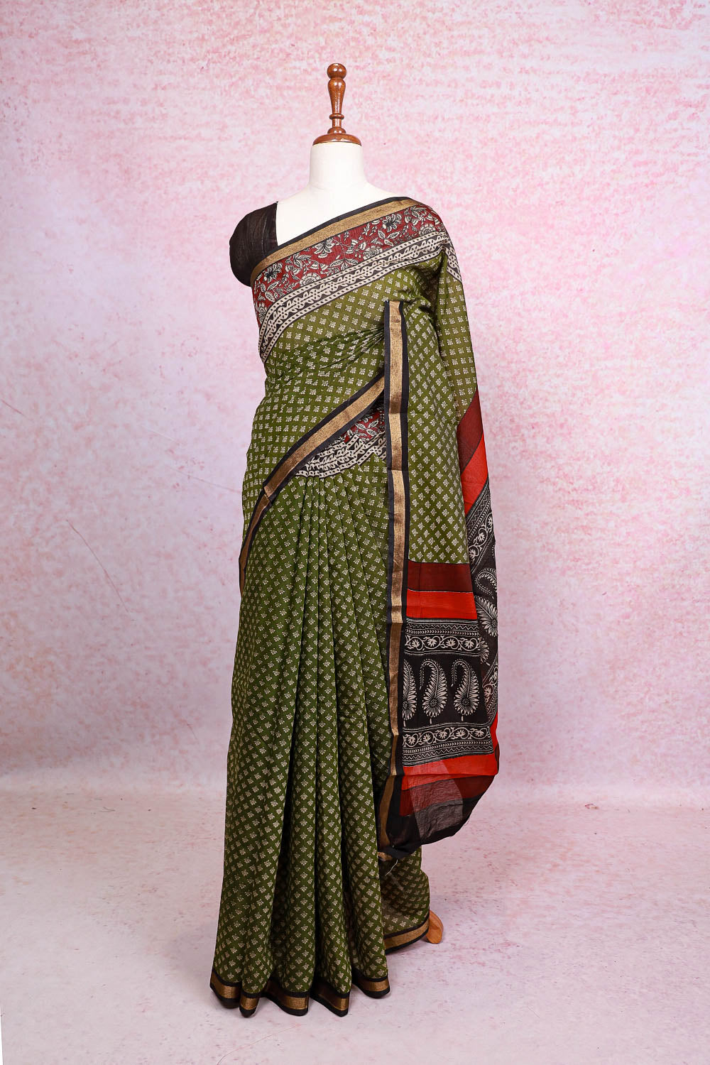 Green Semi Chanderi Saree