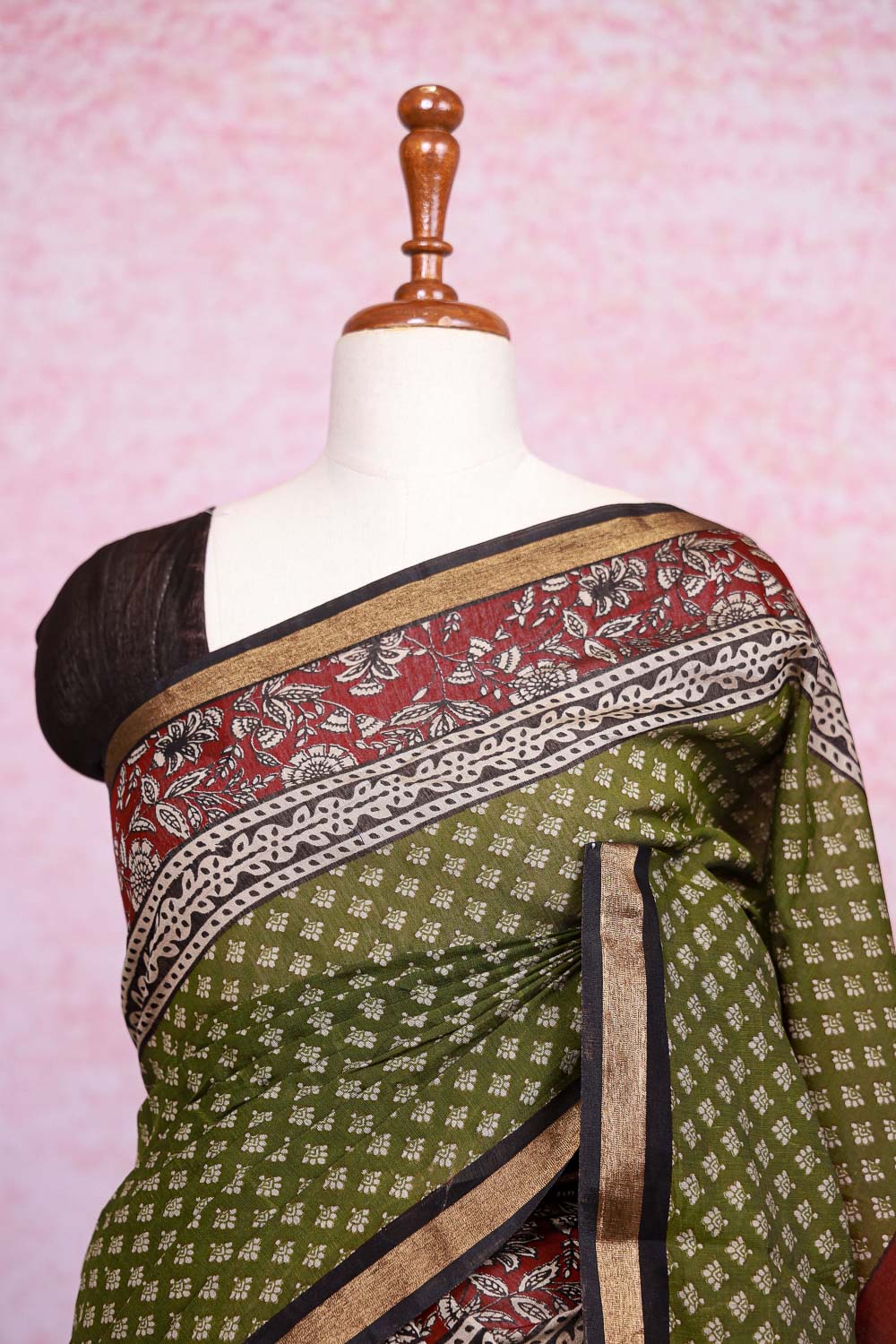 Green Semi Chanderi Saree