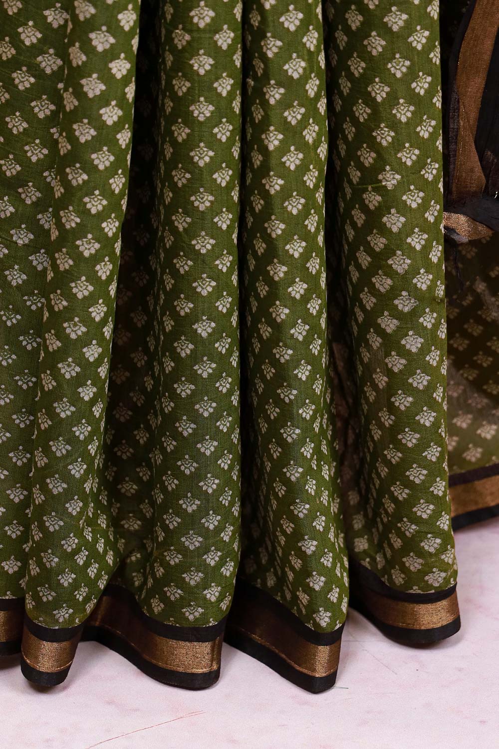 Green Semi Chanderi Saree