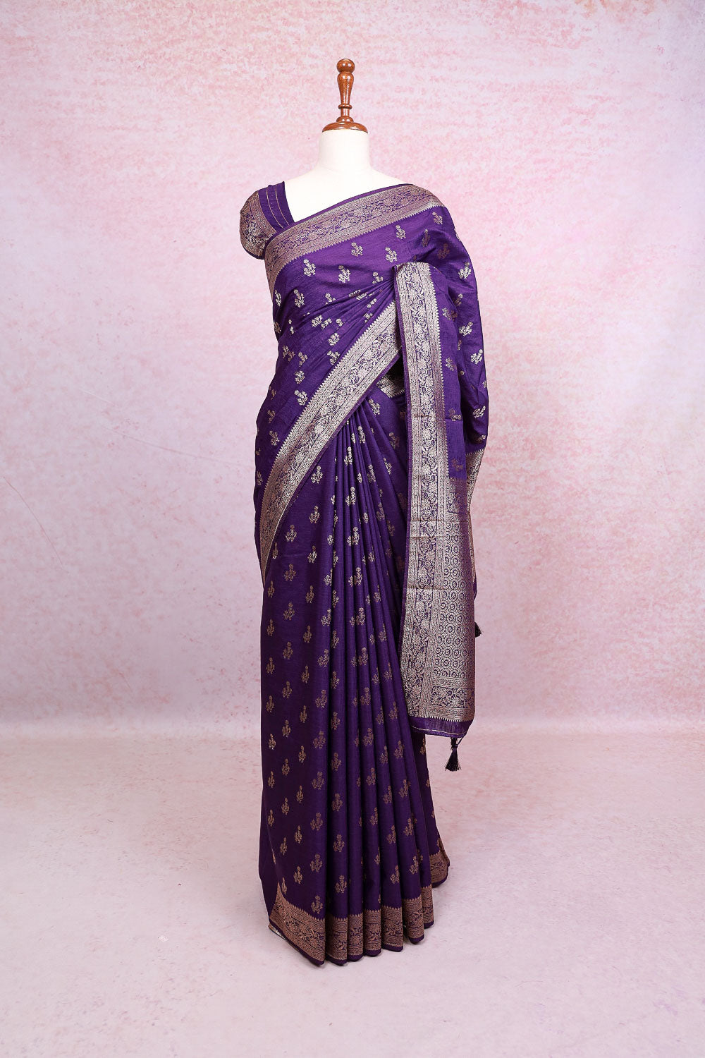 Violet Semi Jute Saree - Seematti