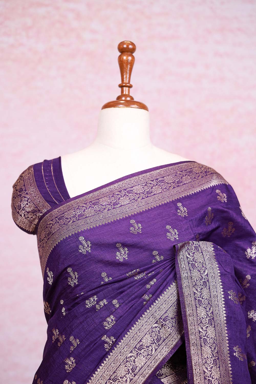 Violet Semi Jute Saree - Seematti