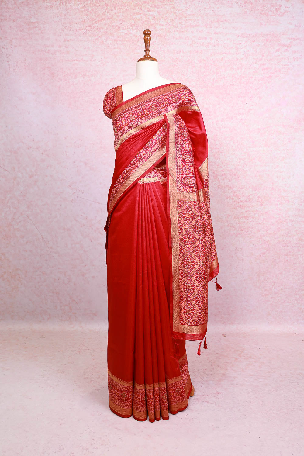 Maroon Semi Jute Saree